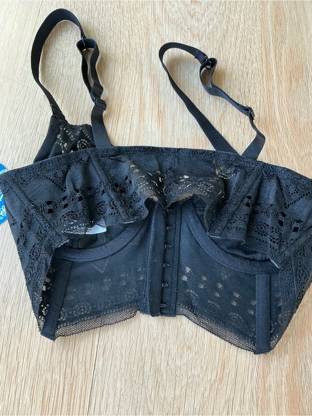 Free People Black Lace Goth Grunge Boho Longline Underwire Bra Top Size 34A NWT! - Picture 6 of 7